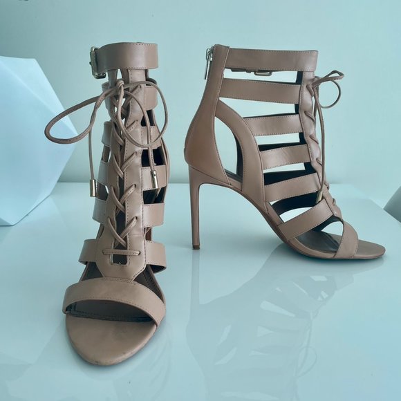 BCBGMaxAzria Nude Genuine Leather Sandals Size 10 - Picture 2 of 5